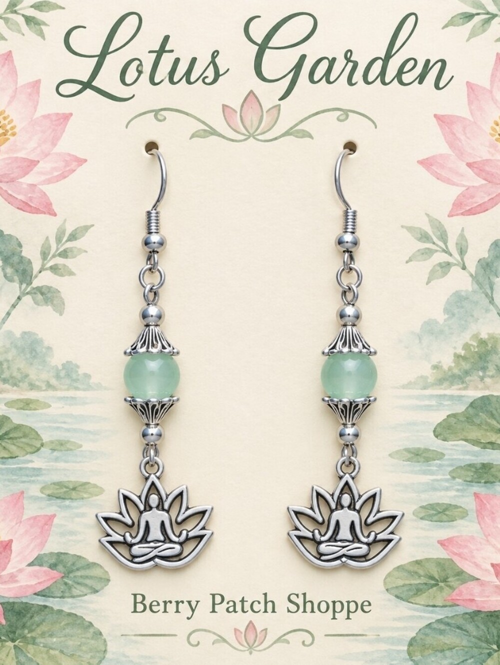 Lotus Garden Flower Spiritual Tranquility Serenity Earrings [COPY]